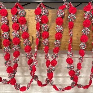 Handmade, Set of Two Yo Yo Christmas Garlands